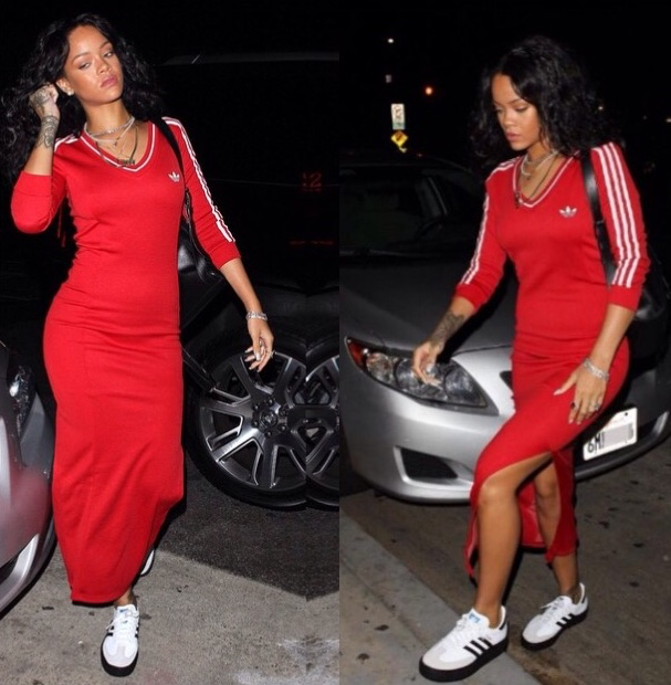 Rihanna-jeremy-Scott-Adidas-Maxi-Dress-Creepy-Samba-Sneakers